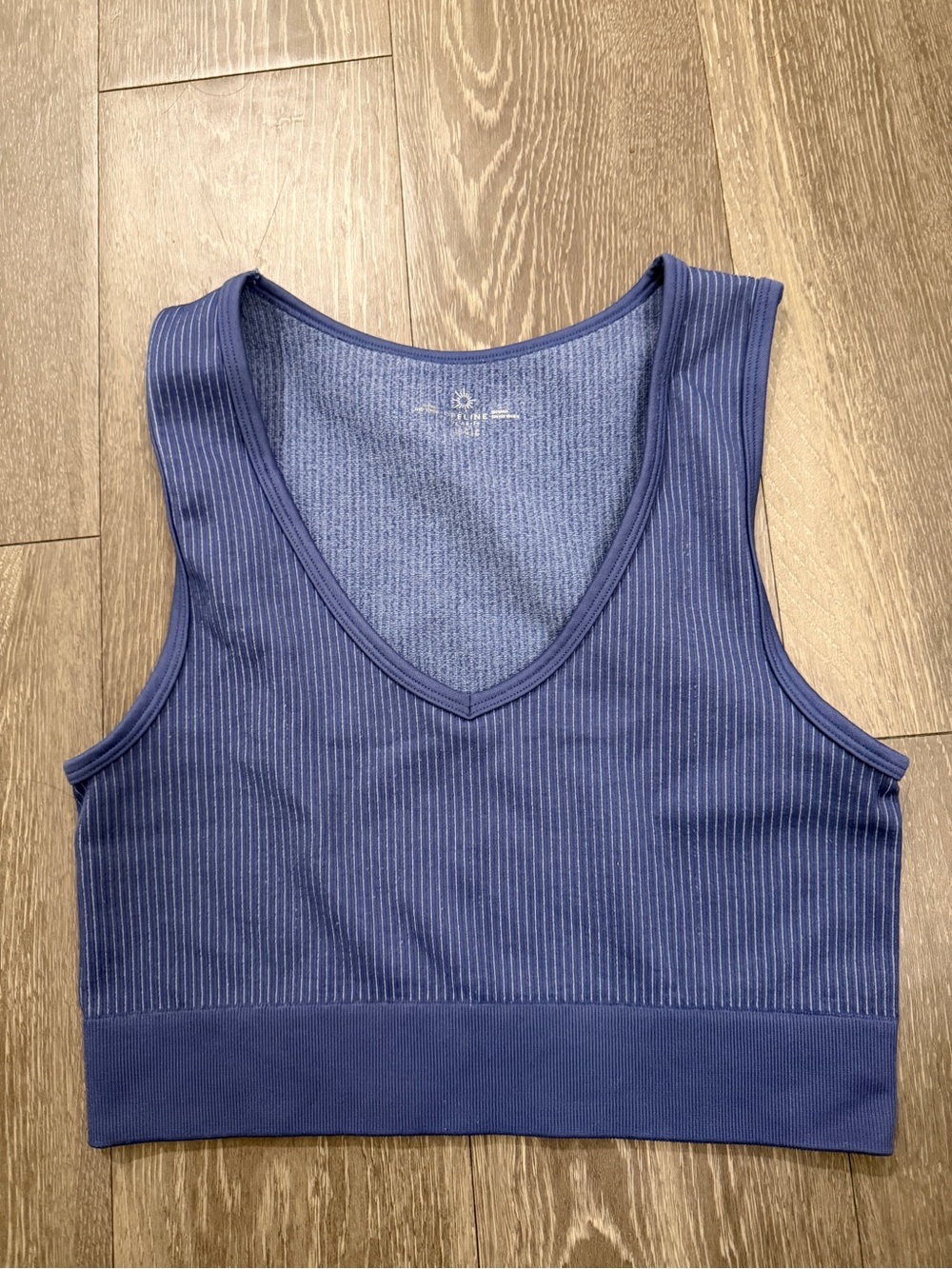 Aerie Ribbed V-Neck Crop Tank Top - Blue size L